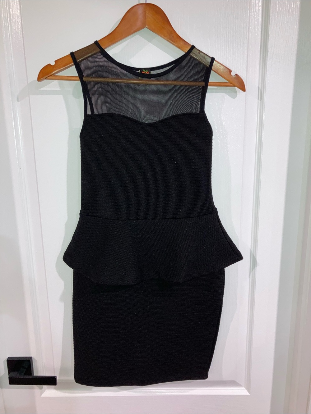 POOF Black Peplum w/ Mesh Mini Dress - size S